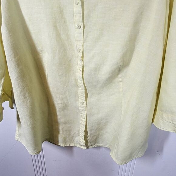 Plus Size Coldwater Creek Yellow Linen Blouse - Picture 5 of 9